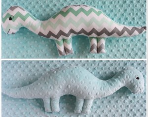 Dinozaur dwustronny miętowy zygzak+miętowe minky